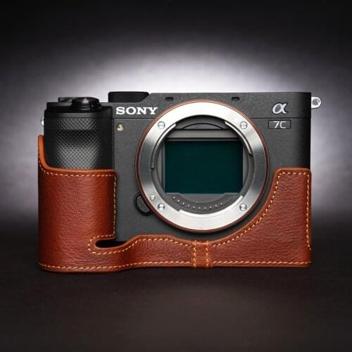 Design for Sony A7C camera Handmade Genuine Leather Camera Half Case Cover Camera Bodysuit