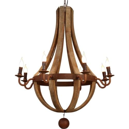 Country Rural Wooden chandelier For Living Room Bedroom Retro Chandeliers Loft Lustre Bois Vintage Home Decor Light