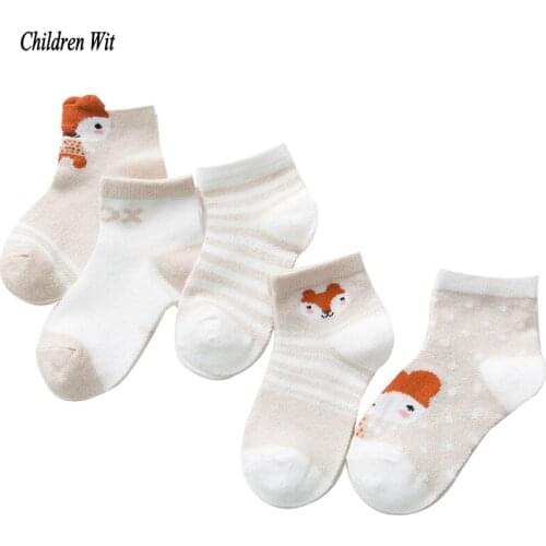 2019 New Spring&Summer Children Socks Mesh breathable Cotton Cartoon Animals Boys Socks Girls Socks 1-12 Year Kids Socks 5 pairs