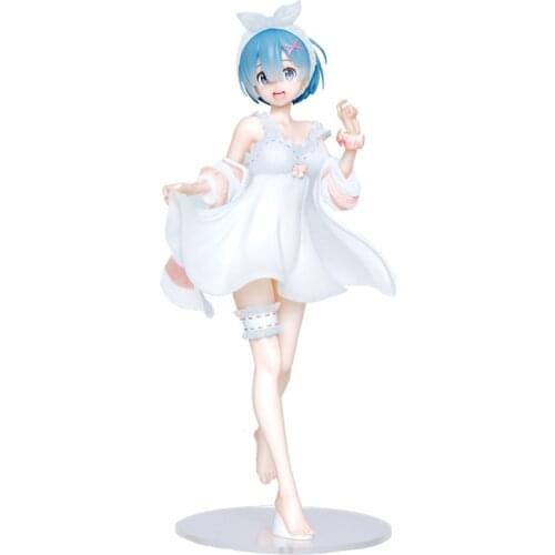 23cm Anime Figure Re:life In a Different World From Zero Rem White Pajamas Action Figure Model Doll Decoration Toy Birthday Gift