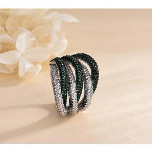 Personality exaggerated three rows of zircon ring fashion temperament ring custom wholesale DZ 4