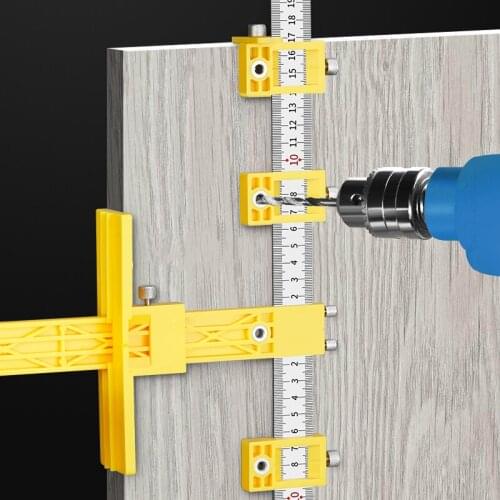 Woodworking Cabinet Hardware Jig Drawer Pull Wood Drilling Dowelling Hole Jig adjustable door handle hole positioner tool