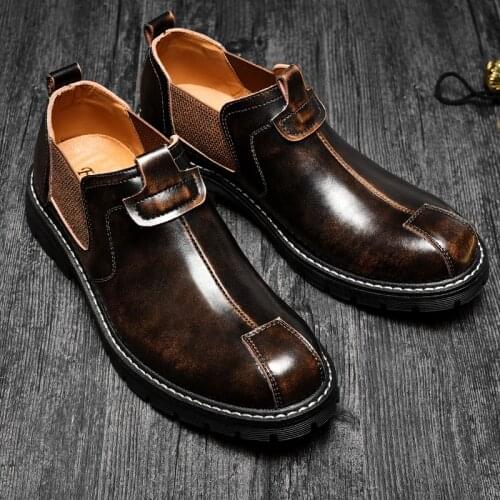 Mens shoes 2019 spring and autumn brand fashion British style new personality natural leather outdoor shoes waterproof non-slip