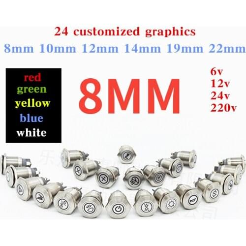 8mm mini Custom desk lamp HS 6-30mm custom led waterproof metal indicator light small power diode metal indicator