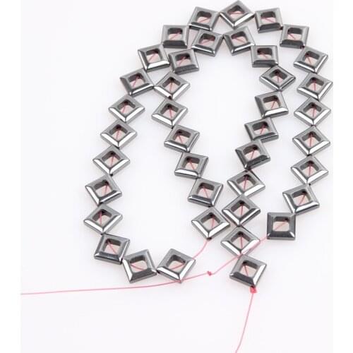Natural Stone 11mm Hematite Non-magnetic Hollow Square Loose Beads Jewelry Making Handmade New DIY Bracelet Necklace Accessories