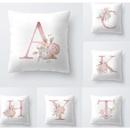 Alphabet Floral Print Pillow Case Waist Cushion Cover Wedding Bed Decor Sofa Car Throw pillow Cushion Cover Home Decoration 1Pcs