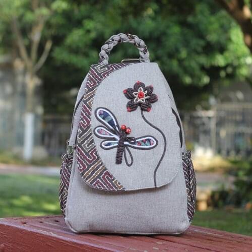 2021 new fashion string appliques national shopping backpack!Nice bohemian prints women zipper&hasp backrack Top Casual backruck
