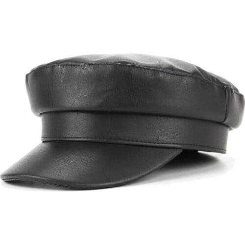 New Fashion Autumn Winter Women Berets Caps PU Leather Retro Octagonal Cap Casual Travel Flat Hat Ladies Painter Cap Newsboy Hat