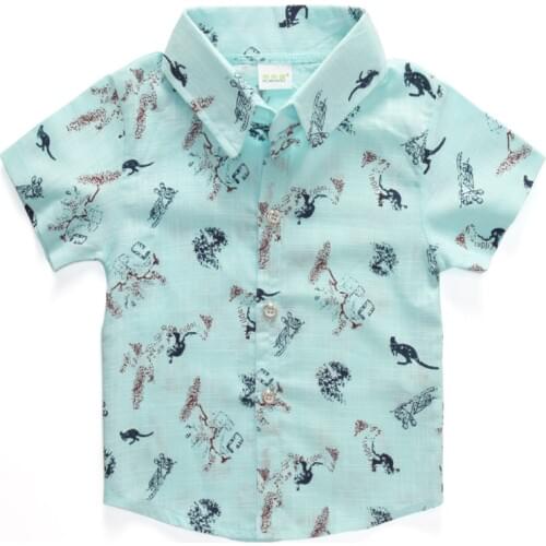 2016 new arrival cotton 100% shirt with cute cartoon print for boy T1601 blue