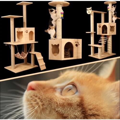 Cat Climbing Frame Solid Wood Cat Litter Cat Tree One Cat Scratch Column Cat Toy Cat Jumping Platform Cat House Cat Supplies