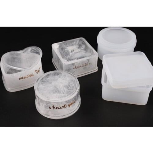 Handmade DIY Crystal Epoxy Resin Mold Storage Box Peach Heart Round Table Decoration Jewelry Gift Box Jewelry Silicone Mold