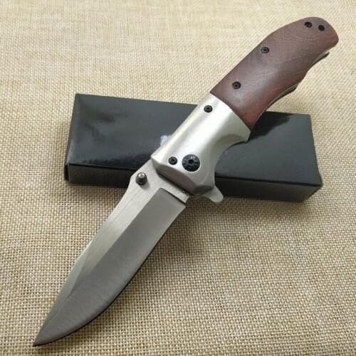 8.1'' Knves Folding Knife 7Cr13Mov Blade + Wood Steel Handle Tactical Camping Knives Survival Hunting Pocket Knife Outdoor Tools