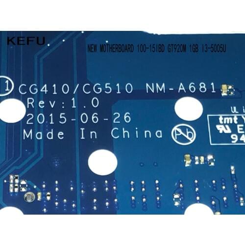 KEFU STOCK For LENOVO 100-15IBD 100 15IBD Laptop motherboard ,CG410/CG510 NM-A681 I3-5005U,GT920M 1GB( new, qualified ok)