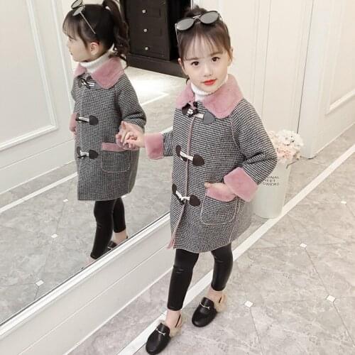 Plus Velvet Jacket Winter Spring Coat Outerwear Top Children Clothes School Kids Costume Teenage Girl Clothing Woolen Cloth High