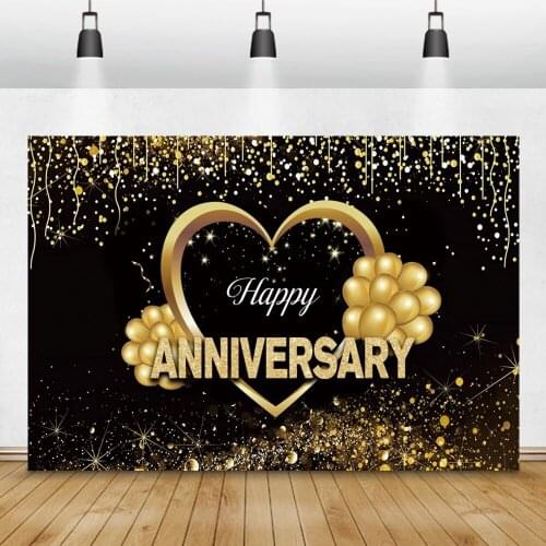 Vinyl Backgrounds For Photography Stage Love Gold Balloons Shiny Dots Balloons Anniversary Party Banner Photozone Photo Backdrop