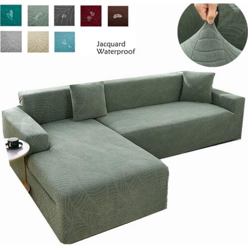 Waterproof Solid Elastic Sofa cover for Living Room 1/2/3/4 Seats Stretch Jacquard Spandex Corner LShape Couch bench sofa cover