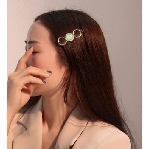 Hollow Blue Pink Yellow Gray Golden Circle Fashion Woman Hair Accessories Hair Clip Geometric Alloy Barrette Girls Headwear