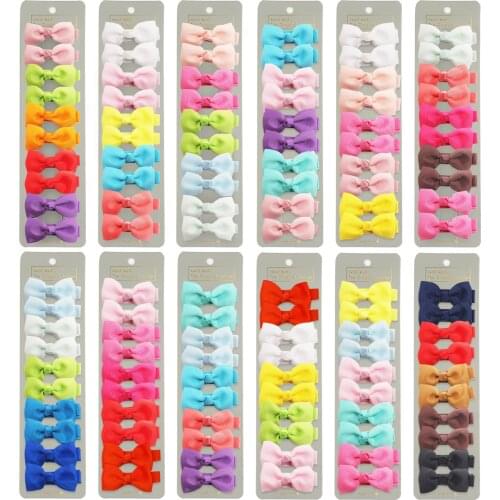 10 Pcs/Set Solid Grosgrain Ribbon Hair Bows With Clips Girls Small Bow For Children Kid Headwear DIY Hair Accessories Best Gift