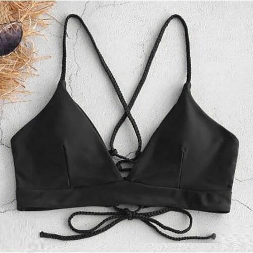 Women Sexy Bandage Push-up Bikini Tops Padded Bra Swimsuit Backless Cross Swimwear Beachwear Biquini Brasileiro #P2