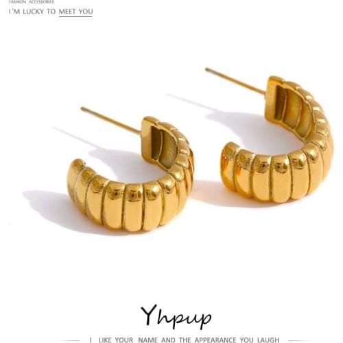 Yhpup Stainless Steel Fashion Earrings for Women Simple Metal Texture Geometric Earrings Waterproof Jewelry Summer 2021 Gift