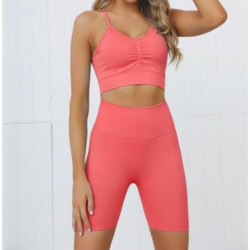 Women Yoga Sets 2 Piece Sets Seamelss Sports Set Workout Clothes for Women Gym Clothing Workout Set Bra& Push Up Pants