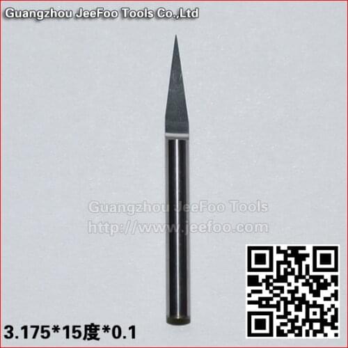 3.175*15degree*0.1 Jeefoo Flat Bottom Engraving Tools, Carbide Tool Bits, PCB Carving Cutters, Woodworking Router Bit