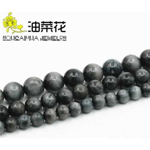6 8 10 mm Round Black South African Eagle Eye Stone Onyx Beads For Necklace Bracelet Women Girl 15inch DIY Jewelry Making Design