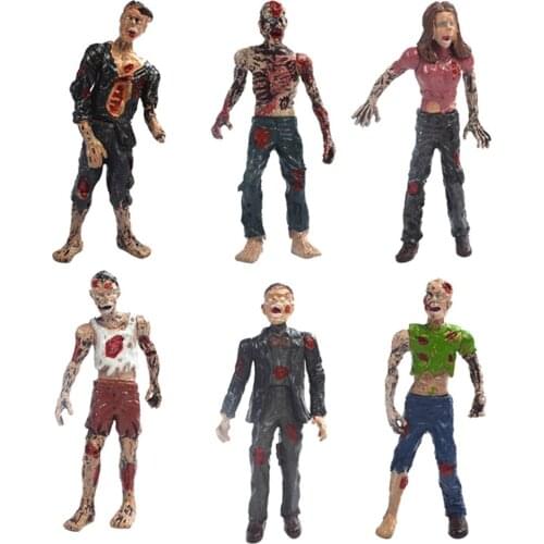 6pcs/set Walking Terror Corpse Action Figures Zombies Vampire Set Kids Toys Static Model Toy Children Gifts