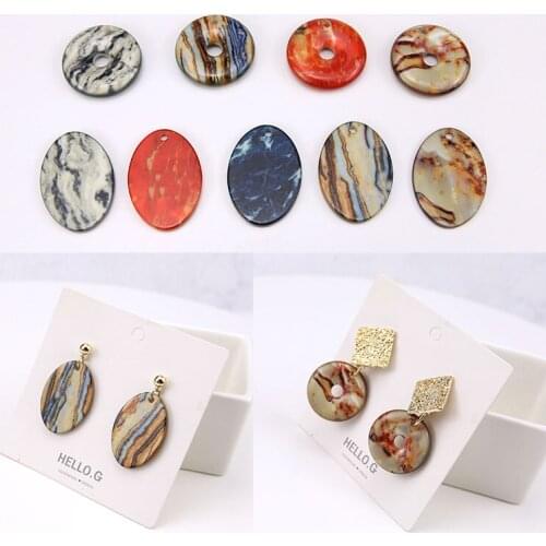 DIY handmade jewelry accessories 30pcs/Lot ink smudge acetic acid acrylic oval hollow round earrings material charms pendant