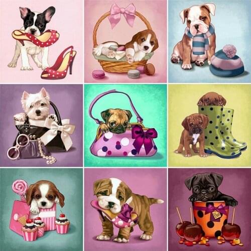 EverShine Diamond Painting Dog Full Square 5D Diamond Embroidery Animal Rhinestones Mosaic Cartoon Cross Stitch Handmade Hobby