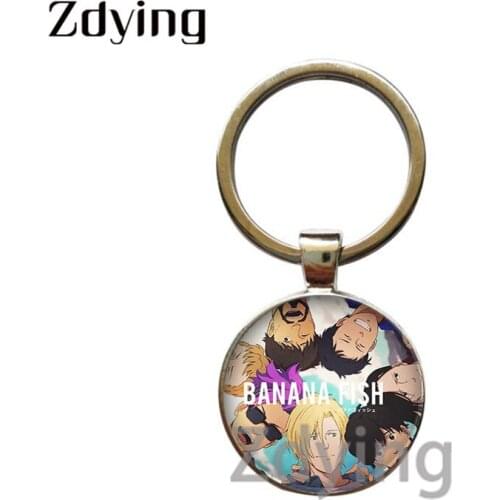 Zdying New Anime BANANA FISH Keychain Cartoon Collection Figures Photo Glass Cabochon Pendant Key Chain Rings Jewelry CN131