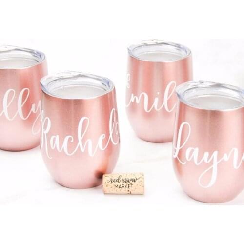 Quevin10pcs 9oz rose gold egg cups wine glass double wall stainless steel vacuum insulated 20 oz /30 oz Tumbler coffee Beer Cups