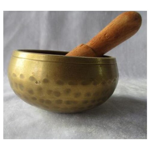 Collectable Tibetan Copper Singing Bowl With Wooden Stick Chinese Handwork Bowl Size :Diameter 8 CM