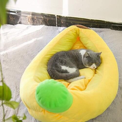 Pet Bed Banana Shape Detachable Kennel Warm Soft Punny Dogs Sofa Mat Cushion Basket Warm Portable Cat Durable Doggy Kennel