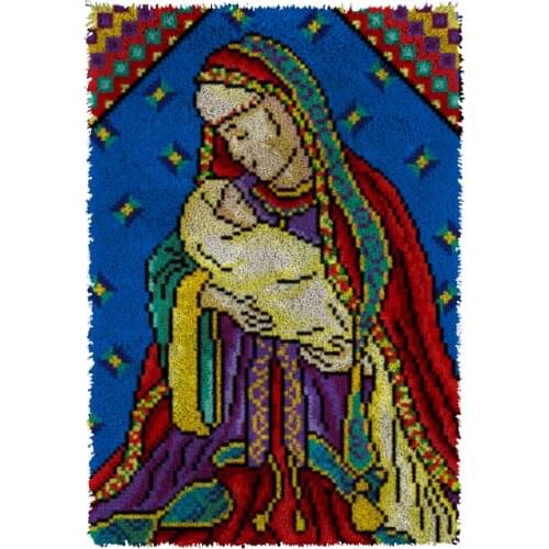 Latch Hook Rug mother Plush Tapestry Kits Crochet Cushion Mat DIY Carpet Rug Home Decor Thick Yarn 61cmX85cm