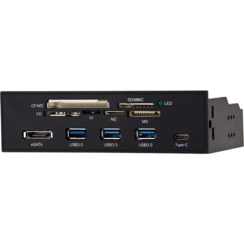 Multi-Port PC Front Panel Internal USB3.0/3.1 eSATA Support Type-C SD/CF/TF/SDHC/MMC/SDXC/MD cards Reader Hub for Computer