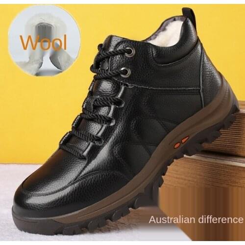 Winter 2020 new wool mens cotton shoes cashmere leather mens shoes cotton shoes casual high side thickened warm