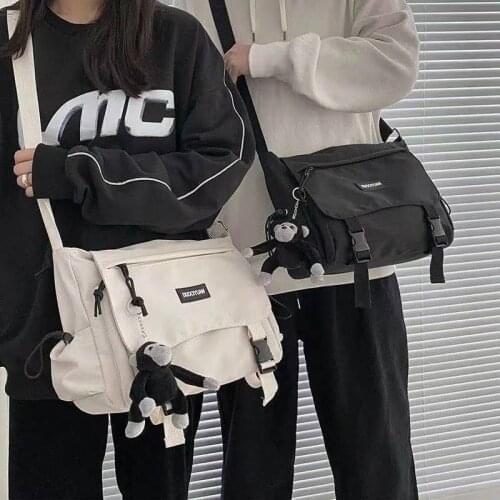 Men 's Bag Crossbody Bag Men 's Backpack Trendy All -Matching Boy Schoolbag Shoulder Bag Casual Canvas Couple Shoulder Bag