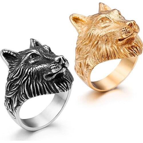 Animal Wolf Domineering Stainless Steel Mens Rings Cool Punk Hip Hop for Male Boyfriend Biker Jewelry Creativity Gift Wholesale