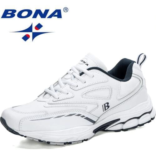 BONA 2020 New Designers Action Leather Running Shoes Men Outdoor Athletic Shoes Cushioning Sneakers Man Sports Shoes Comfortable