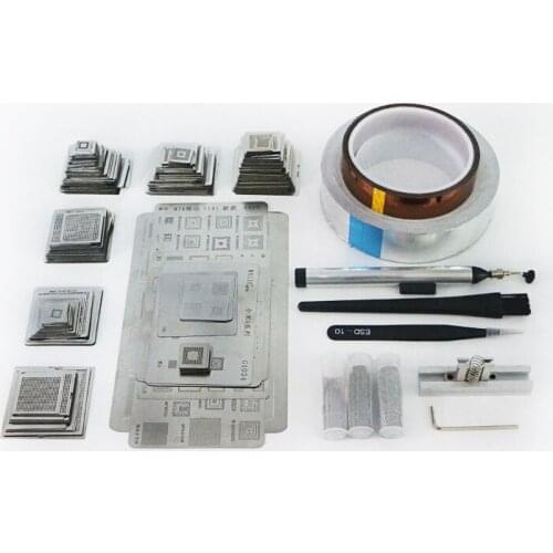 Directly Heat BGA Reball Reballing Net Universal Stencils emplate Set Kit Silver Steel Welding Fluxes Heated stencils 810pcs set