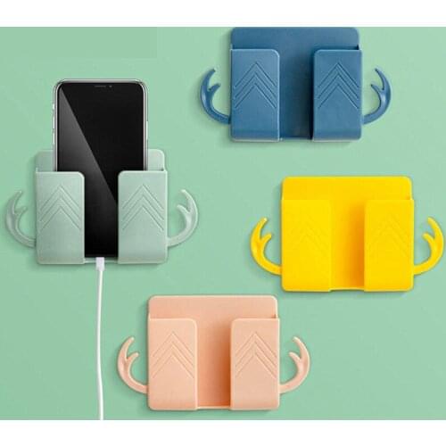 1PCS Wall Mounted Organizer Box Punch Free TV Remote Control Storage Mounted Phone Plug Wall Holder Charging Multifunction Hooks