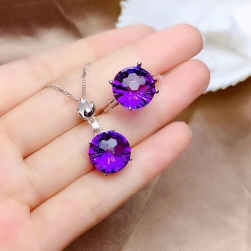Strongly recommended Beautiful blaze, 925 silver, Brazil Amethyst suit, large gemstone, amazing effect