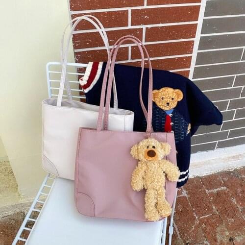2021 New Waterproof Nylon Oxford Cloth Cute Bear Shoulder Bags for Women Fashion Simple Lightweight Casual Big Shopping Tote Bag