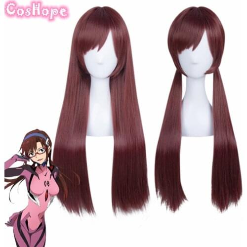 Mari Makinami Cosplay Women Long Straight 80cm Red Brown Wig Cosplay Anime Cosplay Wigs Heat Resistant Synthetic Wigs Halloween