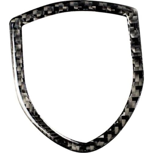 Car Exterior Front Logo Emblem Trim Cover Frame Black Carbon Fiber Fit for -Porsche Cayenne Macan 2014-2019