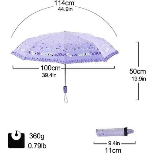 Fully-automatic Umbrella Paradise Brand For Women Flower Folding Sun and Rain Quality Girl Light Lace Travel Windproof Paraguas