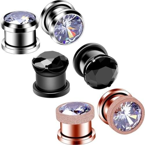 1Pair Crystal Ear Plug Kit Earrings Surgical Steel Ear Gauges Tunnel Expander Body Piercing Earrings Plugs Stretching Jewelery
