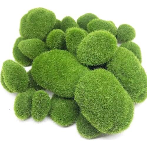 SHGO HOT-30PCS 3 Size Artificial Moss Rocks Decorative, Green Moss Balls,for Floral Arrangements Gardens and Crafting