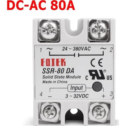 Sinotimer 80A SSR 24-380VAC Output Industrial Solid State Relay 80 DA DC-AC Output Load rele estado solido